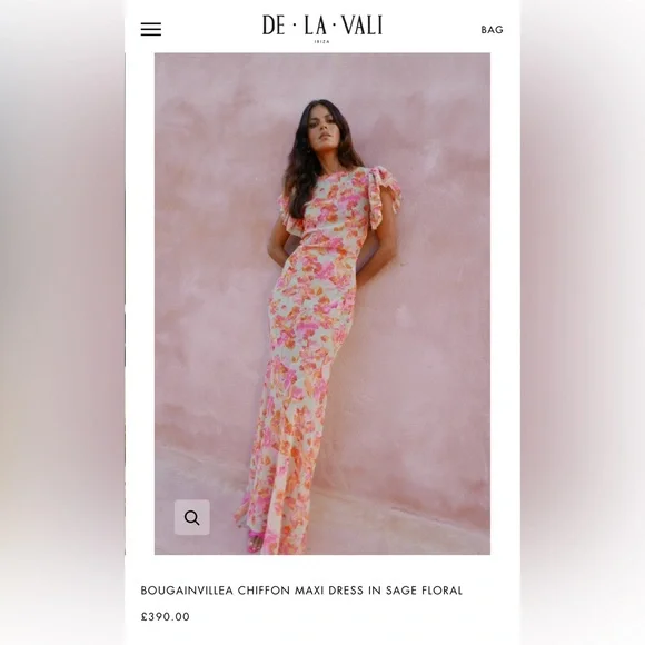 fitted lace wedding dress BOUGAINVILLEA CHIFFON MAXI DRESS IN ART DECO FLORAL – DE LA VALI OFFICIAL main image 0